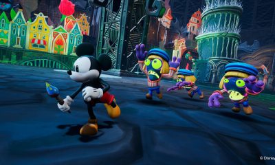 Mickey Mouse runs from monsters in colorful platformer game on Xbox