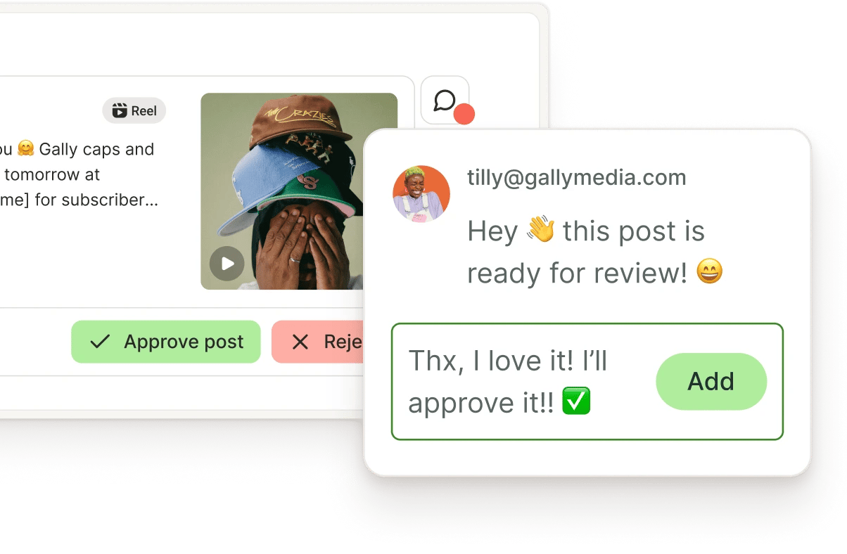 A client reviewing and approving a draft post in Buffer.